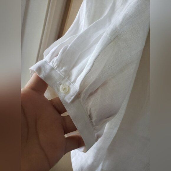 Lauren Ralph Lauren 100 Linen White Blouse button up - Picture 6 of 10